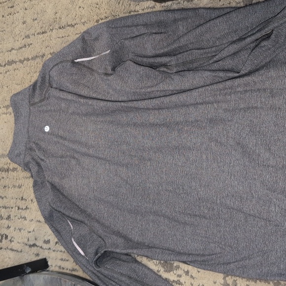 Lululemon Men's 1/4 Zip Soft Jersey Long Sleeve Heathered Black - Picture 7 of 8